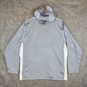 Vintage Nike Center Swoosh Hoodie Mens XXL Gray Basketball Hoops Streetwear Y2K